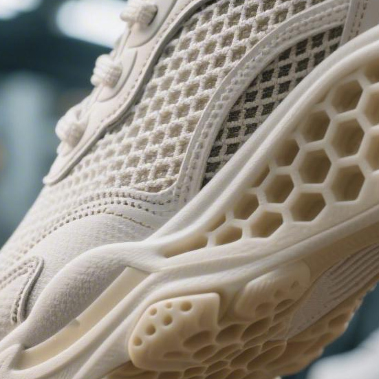 轻王鞋履工艺细节展示 - EVA中底与网布鞋面特写